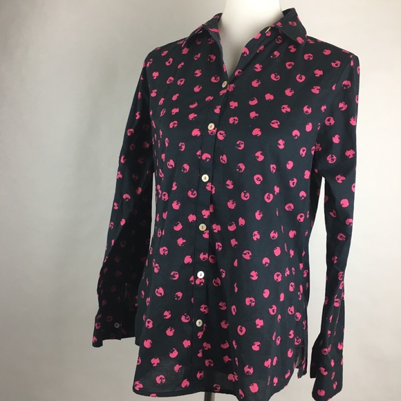 Foxcroft Tops - Foxcroft Black and Pink Polka Dot Button Down